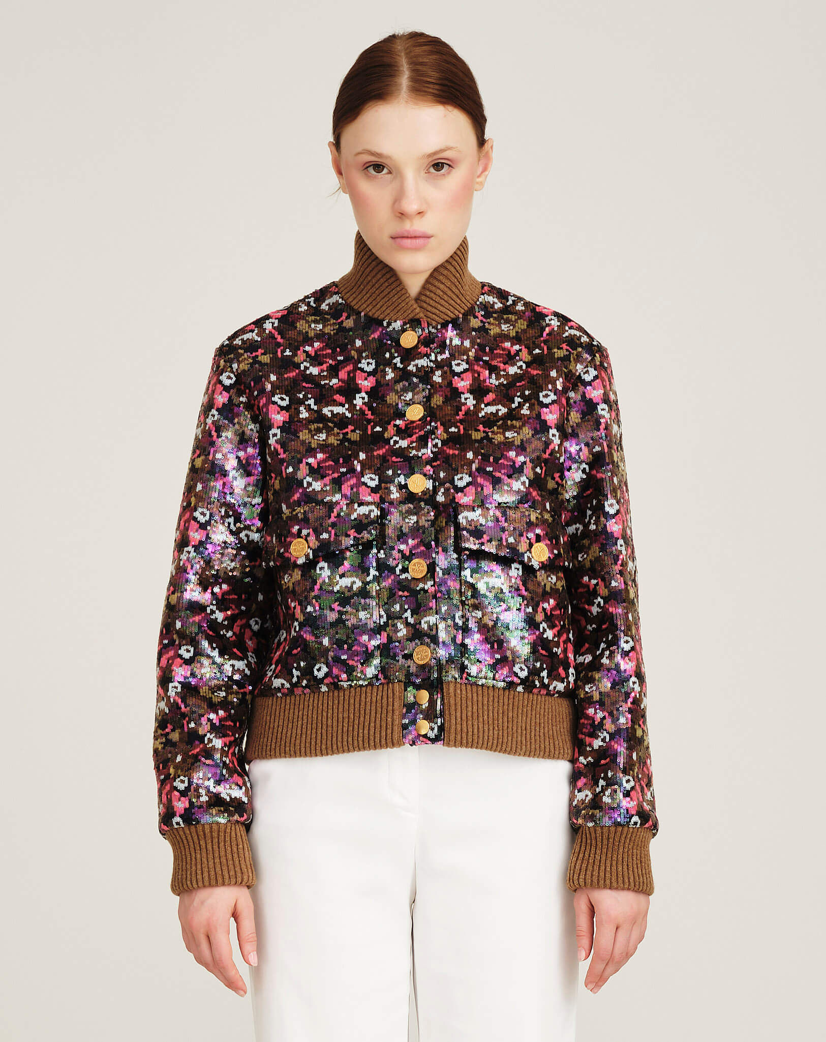 Louis Vuitton - Multicolor Sequined Bomber Jacket  FR36